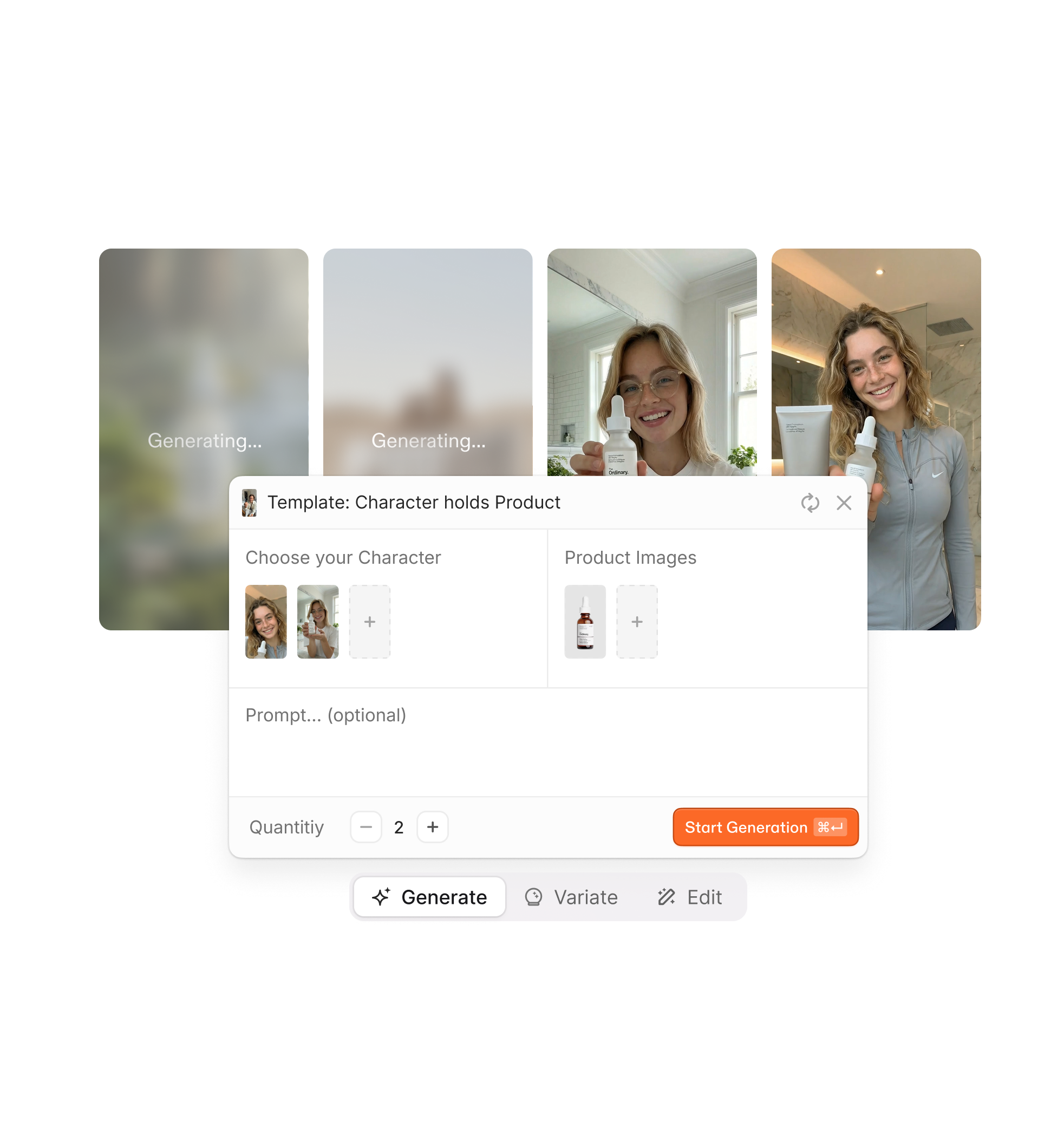 AI ad generation interface